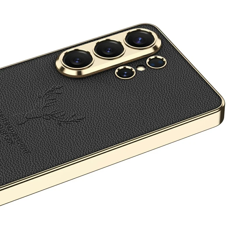 GKK Für Samsung Galaxy S26 Ultra Tasche Hirschmuster Verchromter Rahmen Leder TPU PC Handyhülle - Kohlefaser-Optik