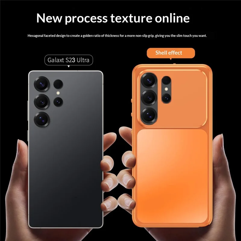 Étui magnétique pour Samsung Galaxy S23 Ultra avec cadre métallique, dos en PC et boucle à dégagement rapide - Orange