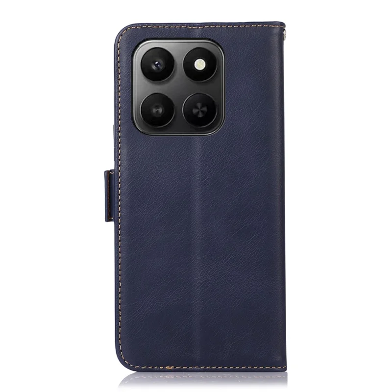 Genuine Cow Leather Case for Honor 400 Smart 4G / 400 Smart 5G / X7d 5G / X7d 4G RFID Blocking Wallet Phone Cover - Blue