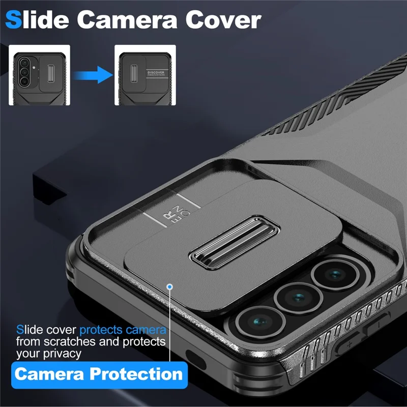 For Samsung Galaxy A57 5G Case Camshield TPU + PC Phone Cover Non-Slip Side Edge - Black