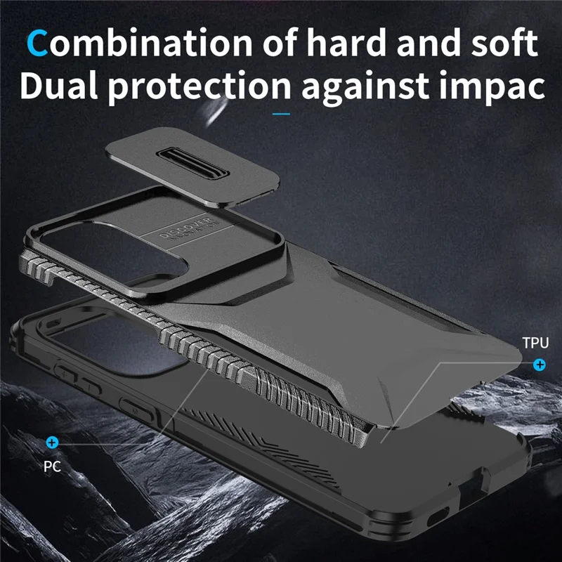 For Samsung Galaxy A57 5G Case Camshield TPU + PC Phone Cover Non-Slip Side Edge - Black