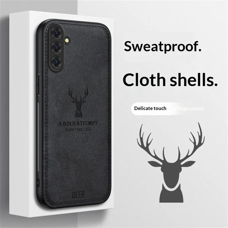 For Samsung Galaxy S26 Case Deer Pattern Cloth Texture PU + PC + TPU Phone Cover - Grey