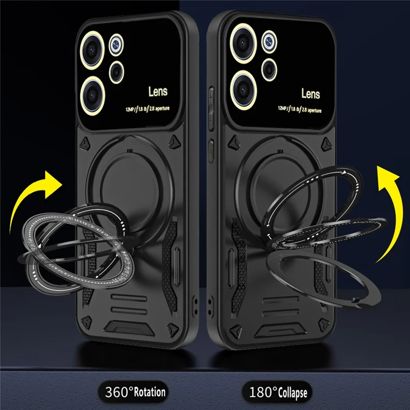 For Oppo Reno15 F 5G Case Rotating Magnetic Kickstand PC + TPU Phone Cover - Red