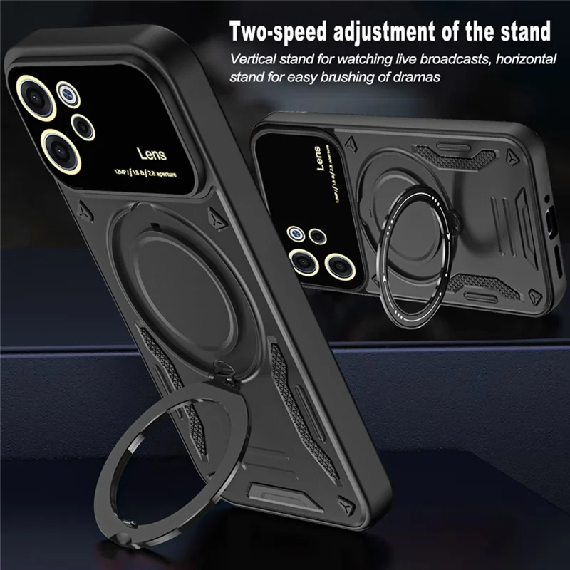 For Oppo Reno15 F 5G Case Rotating Magnetic Kickstand PC + TPU Phone Cover - Red