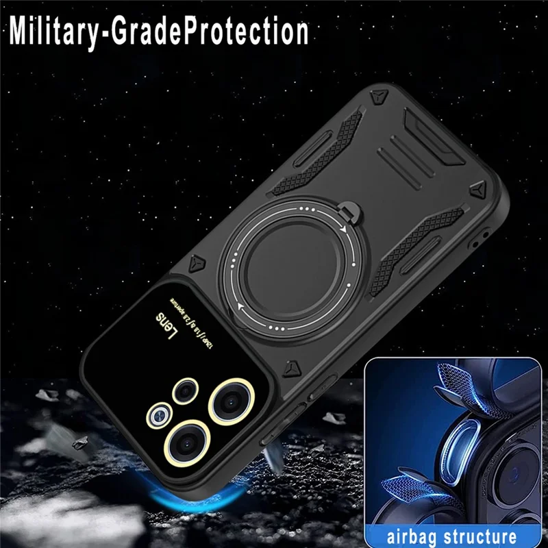 For Oppo Reno15 F 5G Case Rotating Magnetic Kickstand PC + TPU Phone Cover - Red