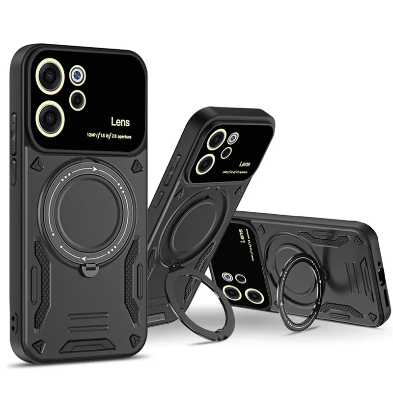 For Oppo Reno15 F 5G Case Rotating Magnetic Kickstand PC + TPU Phone Cover - Red