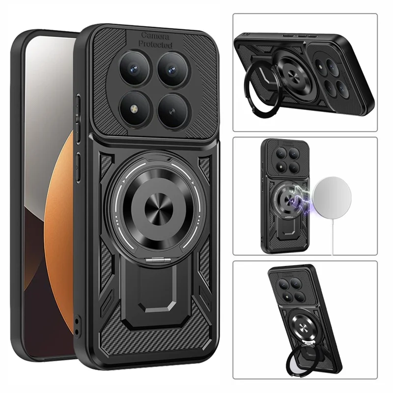 Cover Magnetico per Xiaomi Poco M8 Pro 5G / Redmi Note 15 Pro+ 5G (Global) con Supporto Girevole TPU + PC per Telefono - Nero