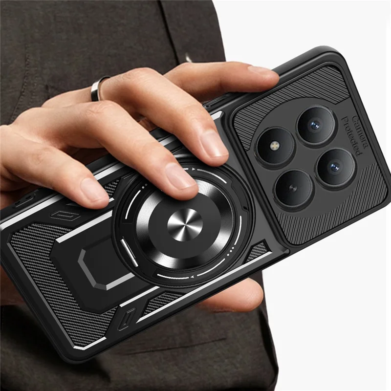 Cover Magnetico per Xiaomi Poco M8 Pro 5G / Redmi Note 15 Pro+ 5G (Global) con Supporto Girevole TPU + PC per Telefono - Nero