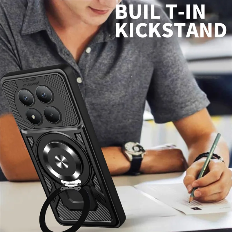 Cover Magnetico per Xiaomi Poco M8 Pro 5G / Redmi Note 15 Pro+ 5G (Global) con Supporto Girevole TPU + PC per Telefono - Nero