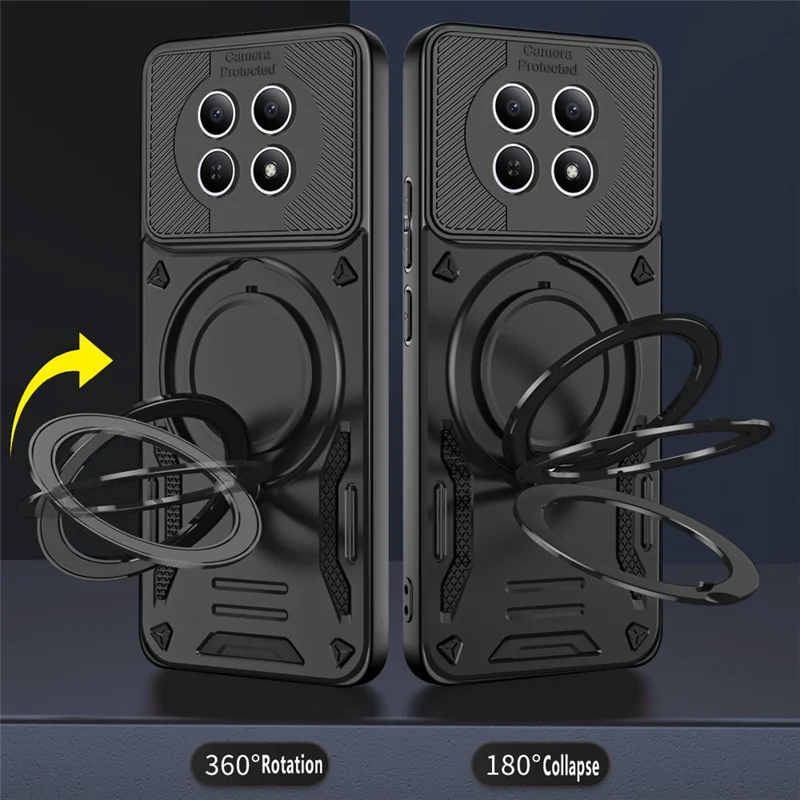 Magnetic Case For Xiaomi Poco M8 5G  /  Redmi Note 15 5G (Global) Shockproof TPU + PC Phone Back Cover with Kickstand - Black