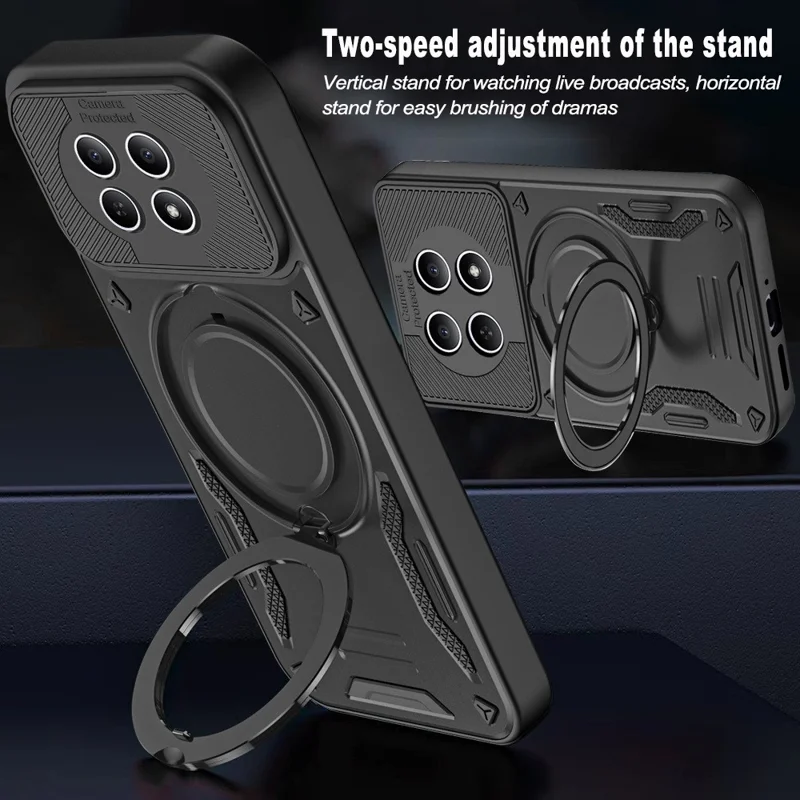 Magnetic Case For Xiaomi Poco M8 5G  /  Redmi Note 15 5G (Global) Shockproof TPU + PC Phone Back Cover with Kickstand - Black