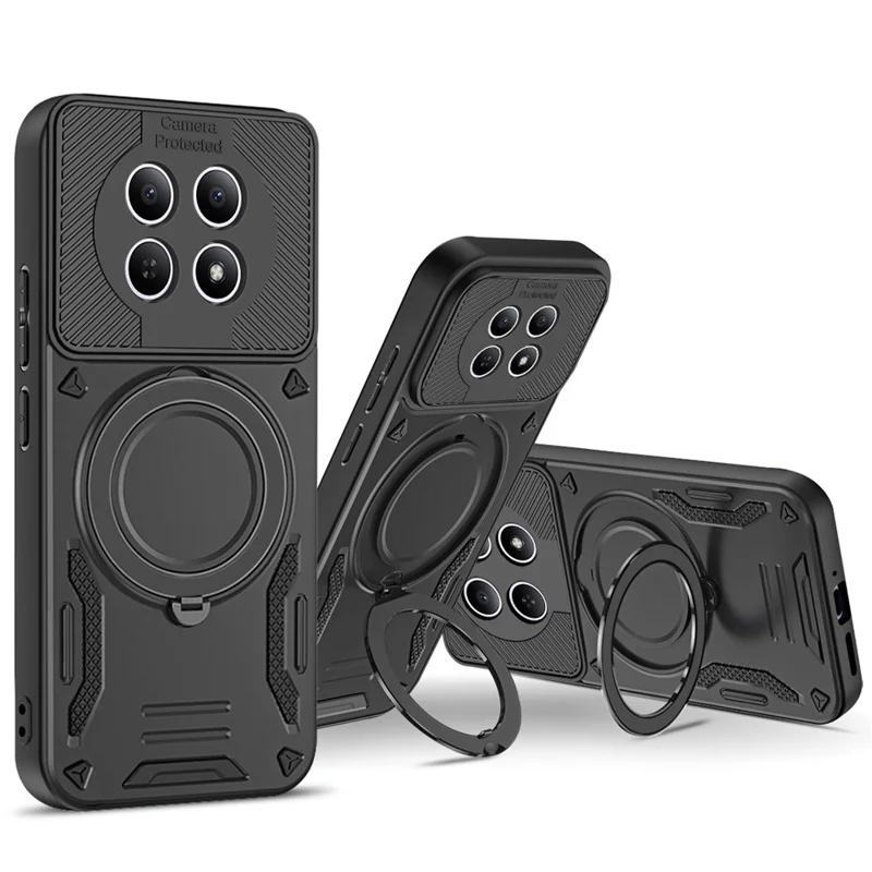 Magnetic Case For Xiaomi Poco M8 5G  /  Redmi Note 15 5G (Global) Shockproof TPU + PC Phone Back Cover with Kickstand - Black