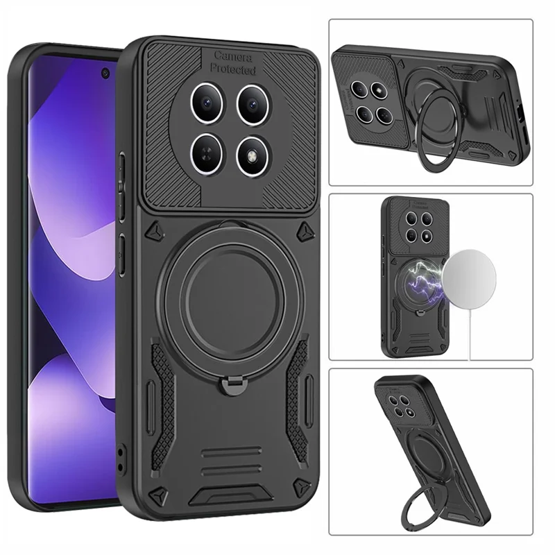 Magnetic Case For Xiaomi Poco M8 5G  /  Redmi Note 15 5G (Global) Shockproof TPU + PC Phone Back Cover with Kickstand - Rose Gold