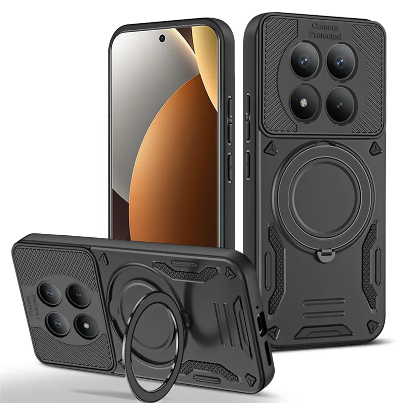 Cover Magnetico per Xiaomi Poco M8 Pro 5G / Redmi Note 15 Pro+ 5G (Global) Protettivo Antiurto in TPU + PC con Supporto Girevole - Nero