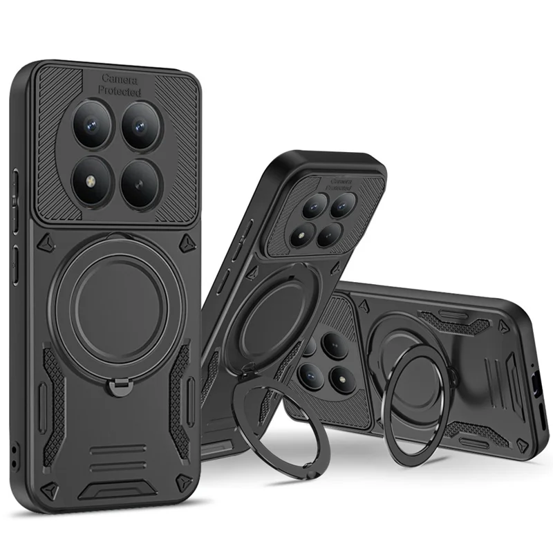 Cover Magnetico per Xiaomi Poco M8 Pro 5G / Redmi Note 15 Pro+ 5G (Global) Protettivo Antiurto in TPU + PC con Supporto Girevole - Nero