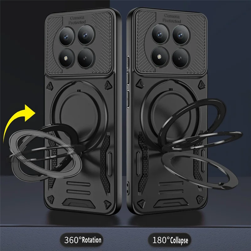 Cover Magnetico per Xiaomi Poco M8 Pro 5G / Redmi Note 15 Pro+ 5G (Global) Protettivo Antiurto in TPU + PC con Supporto Girevole - Nero
