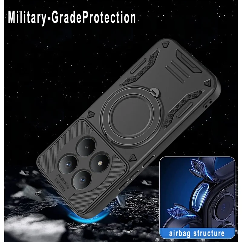 Cover Magnetico per Xiaomi Poco M8 Pro 5G / Redmi Note 15 Pro+ 5G (Global) Protettivo Antiurto in TPU + PC con Supporto Girevole - Nero