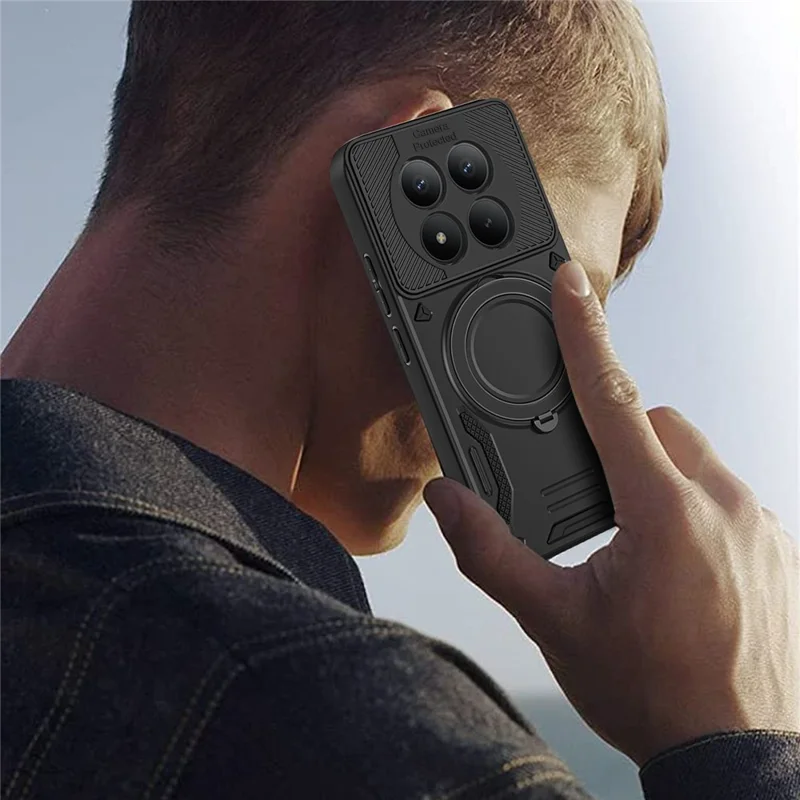 Cover Magnetico per Xiaomi Poco M8 Pro 5G / Redmi Note 15 Pro+ 5G (Global) Protettivo Antiurto in TPU + PC con Supporto Girevole - Nero