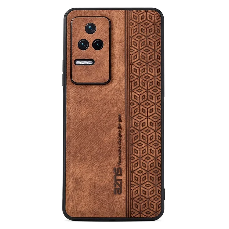 AZNS Per Xiaomi Poco F4 5G / Redmi K40S 5G Imprinted Pattern PU Leather Coated TPU Cover Anti-slip Side Edge Drop-proof Phone Case - Marrone
