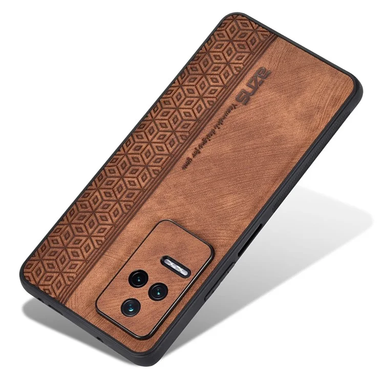 AZNS Per Xiaomi Poco F4 5G / Redmi K40S 5G Imprinted Pattern PU Leather Coated TPU Cover Anti-slip Side Edge Drop-proof Phone Case - Marrone