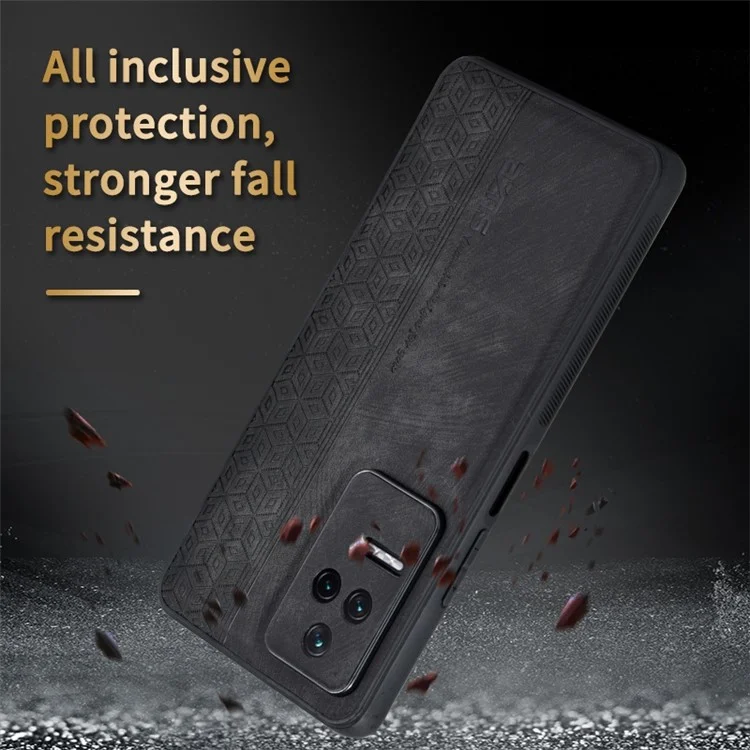 AZNS Per Xiaomi Poco F4 5G / Redmi K40S 5G Imprinted Pattern PU Leather Coated TPU Cover Anti-slip Side Edge Drop-proof Phone Case - Marrone