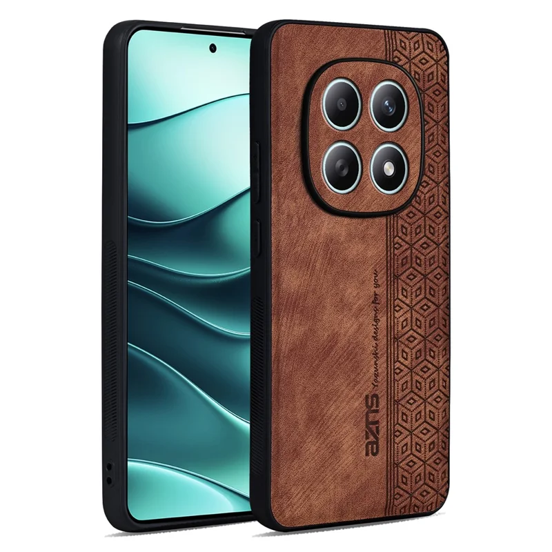 Capa AZNS para Xiaomi Redmi Note 15 4G (Global) em Couro PU com Revestimento TPU, Capa Protetora para Telemóvel - Castanho