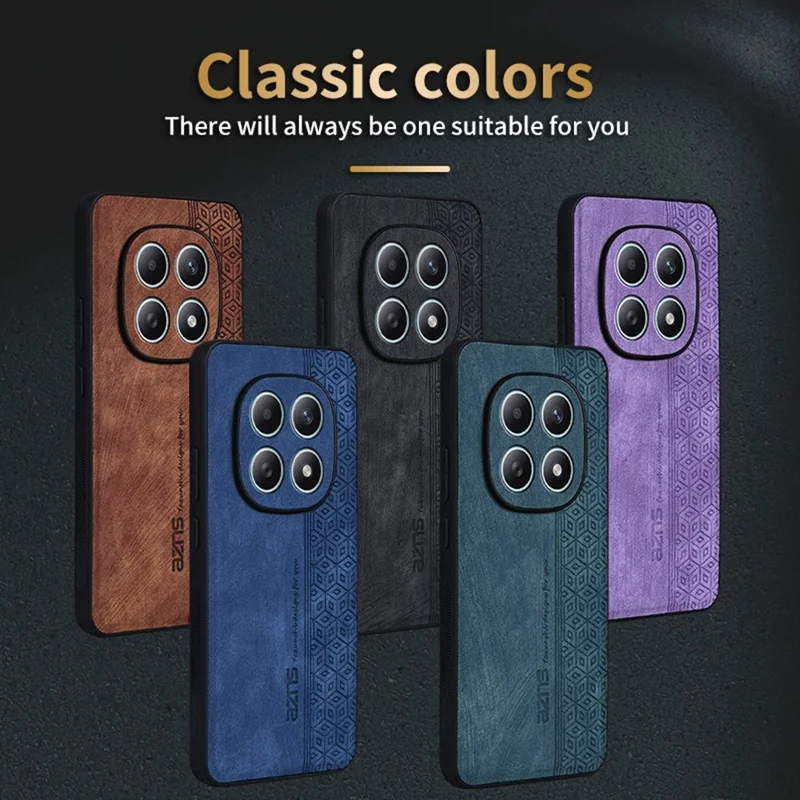 Capa AZNS para Xiaomi Redmi Note 15 4G (Global) em Couro PU com Revestimento TPU, Capa Protetora para Telemóvel - Castanho