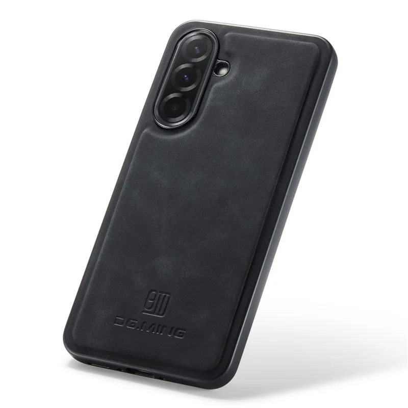 DG.MING Für Samsung Galaxy A37 5G Hülle PU-Leder-beschichtete PC + TPU Hybrid-Handytasche - Schwarz