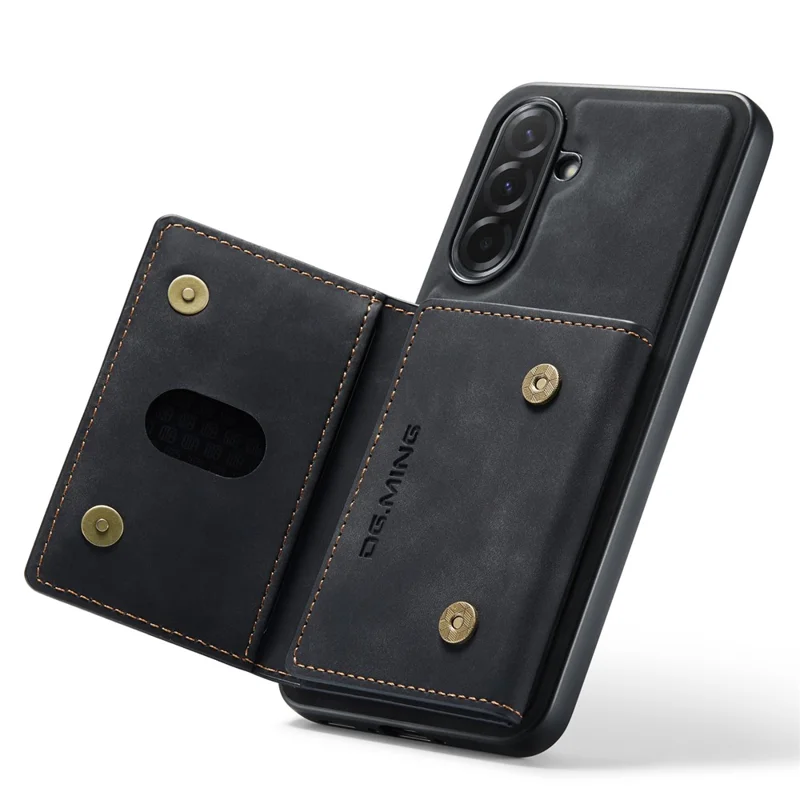 DG.MING M2 Series for Samsung Galaxy A37 5G Magnetic Case PU + PC + TPU Phone Cover Detachable Wallet Kickstand - Black
