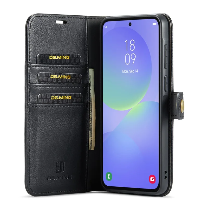 DG.MING for Samsung Galaxy A37 5G Case Detachable Wallet Stand Split Leather Phone Cover - Black