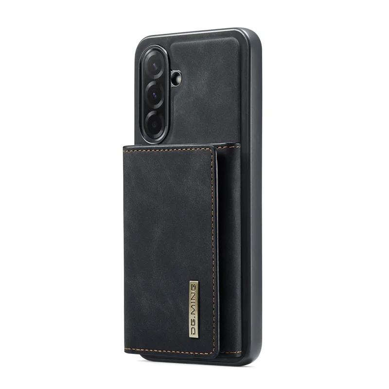 DG.MING M1 Series for Samsung Galaxy A37 5G Phone Case PU + TPU + PC Back Cover with Magnetic Tri-Fold Wallet Kickstand - Black