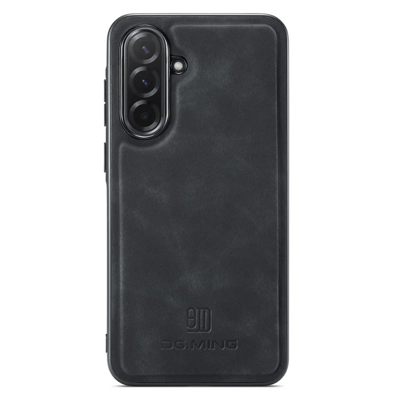 DG.MING For Samsung Galaxy A57 5G Case PU Leather Covered PC + TPU Hybrid Phone Shell - Black