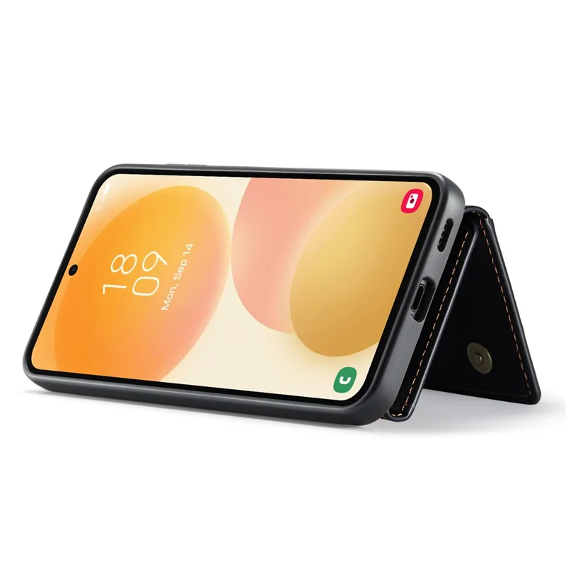 DG.MING M2 Series for Samsung Galaxy A57 5G Magnetic Case PU + PC + TPU Phone Cover Detachable Wallet Kickstand - Black