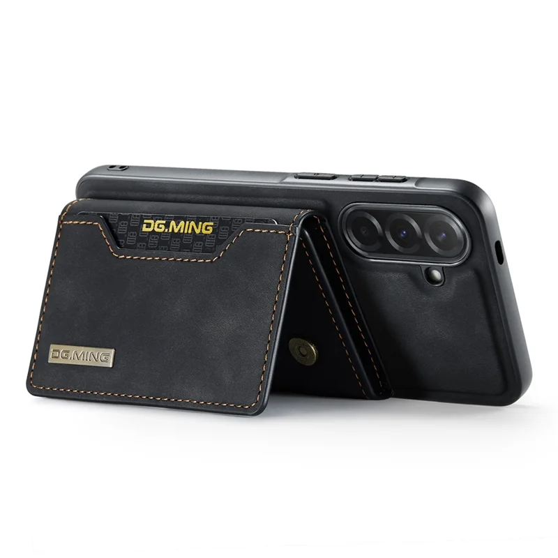 DG.MING M2 Series for Samsung Galaxy A57 5G Magnetic Case PU + PC + TPU Phone Cover Detachable Wallet Kickstand - Black