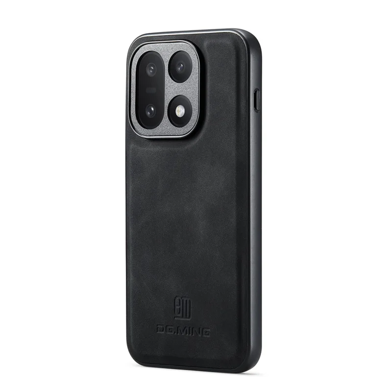 DG.MING M1 Series for OnePlus 15 5G Phone Case PU + TPU + PC Back Cover with Magnetic Tri-Fold Wallet Kickstand - Black