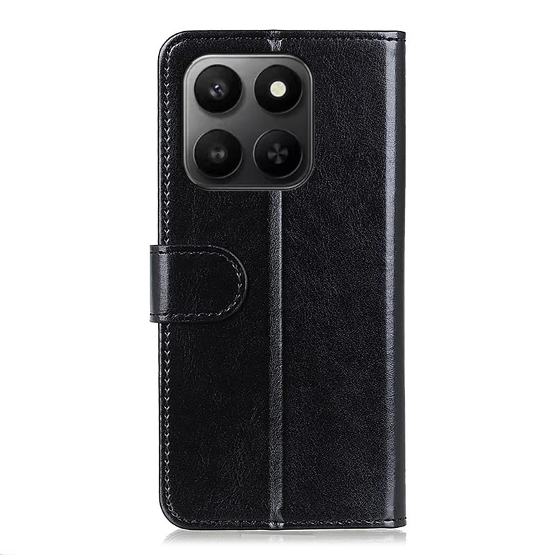 PU Leather Case For Honor X7d 5G  /  X7d 4G  /  400 Smart 5G  /  400 Smart 4G Crazy Horse Texture Phone Stand Cover - Black