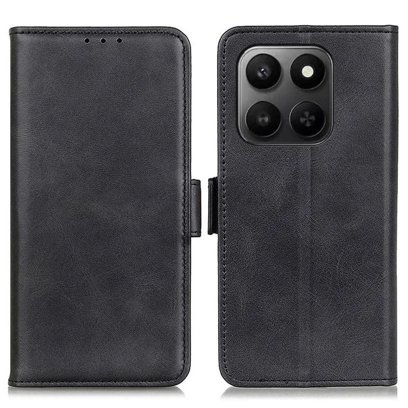 Phone Case For Honor X7d 5G  /  X7d 4G  /  400 Smart 4G  /  400 Smart 5G Stand Cowhide Texture PU Leather Cover - Black