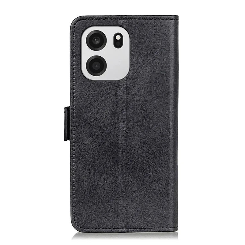For OnePlus Turbo 6 5G  /  6V 5G Case Stand Cowhide Texture PU Leather Phone Cover - Black