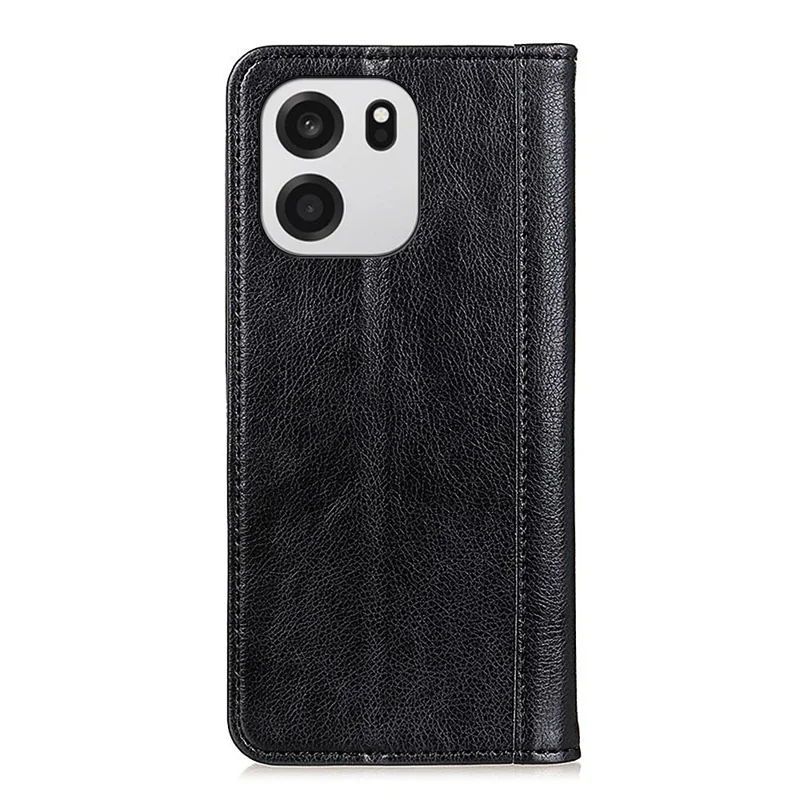 For OnePlus Turbo 6 5G  /  6V 5G Stand Case Split Leather Litchi Texture Wallet Phone Cover - Black