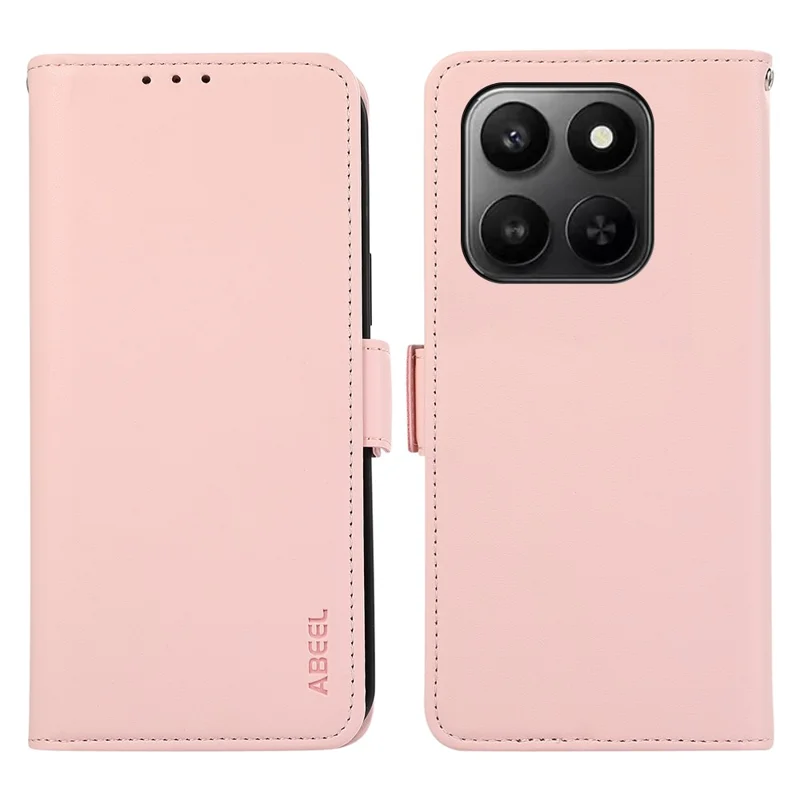 ABEEL Læderetui til Honor X7d 5G / X7d 4G / 400 Smart 4G / 400 Smart 5G, telefonbeskytning med RFID-blokerende wallet - Pink
