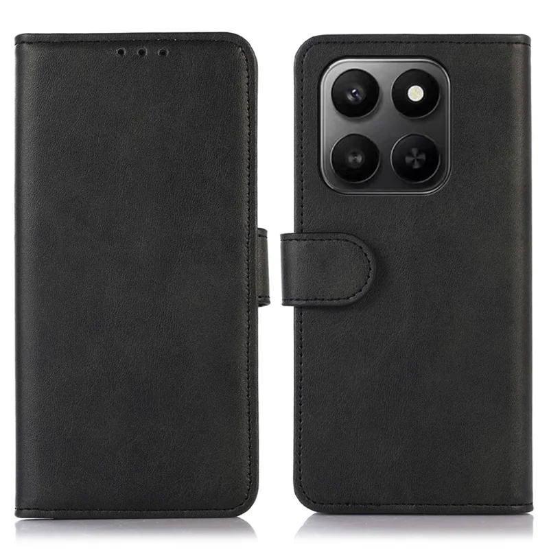 Leather Case For Honor X7d 5G  /  X7d 4G  /  400 Smart 4G  /  400 Smart 5G Cowhide Texture Wallet Phone Cover with Stand - Black