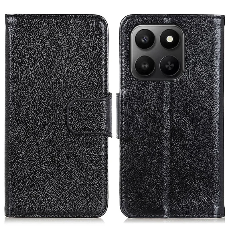 Taskeetui til Honor X7d 5G / X7d 4G / 400 Smart 4G / 400 Smart 5G, Nappa-struktur, split læder, telefondæksel - Sort