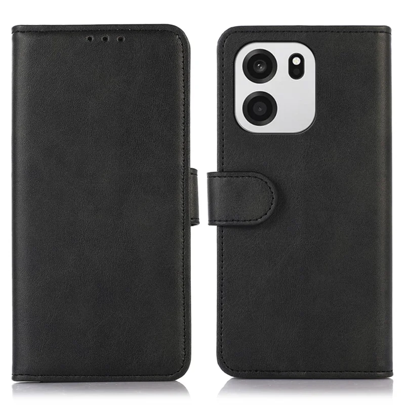 Funda de cuero de textura de piel de vaca para OnePlus Turbo 6 5G / 6V 5G, funda tipo cartera con soporte - Negro
