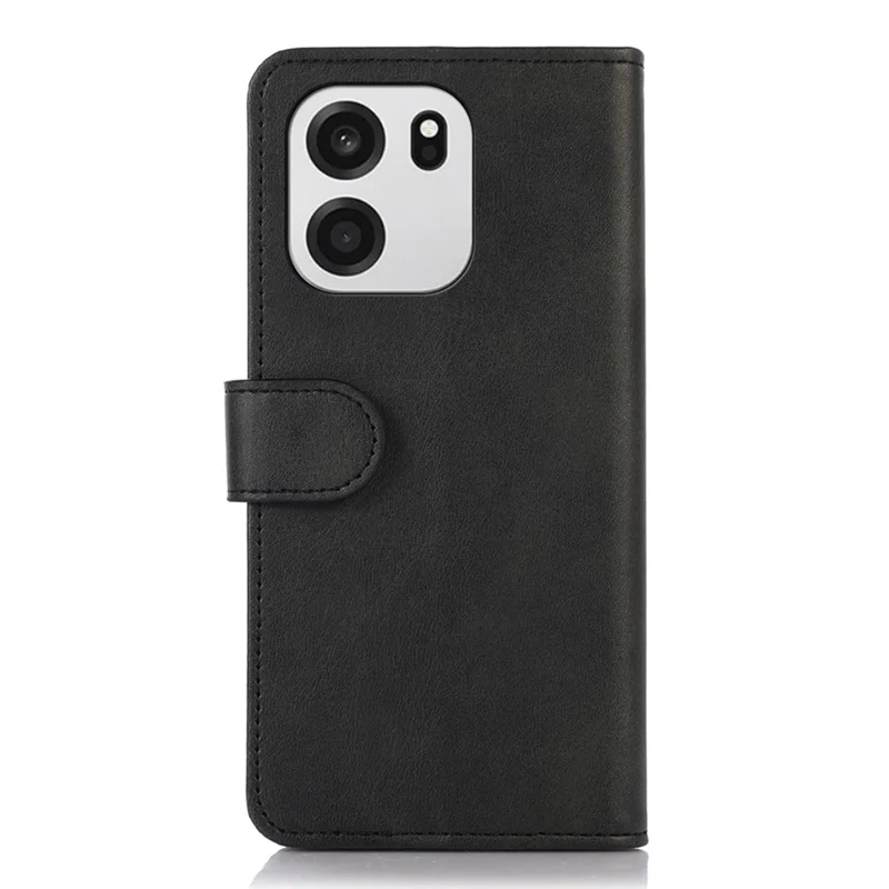 Funda de cuero de textura de piel de vaca para OnePlus Turbo 6 5G / 6V 5G, funda tipo cartera con soporte - Negro