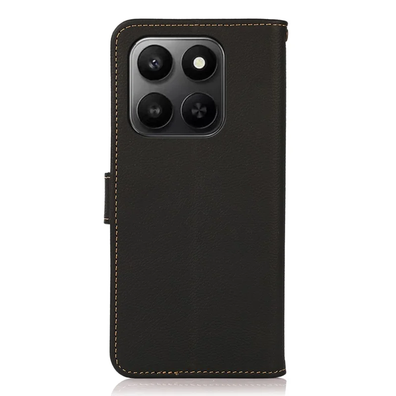 KHAZNEH Phone Case for Honor X7d 5G  /  X7d 4G  /  400 Smart 4G  /  400 Smart 5G Genuine Cow Leather RFID Blocking Wallet Cover - Black