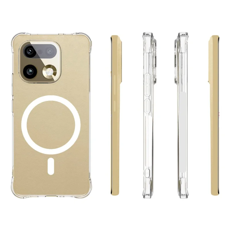 Köp i stort för Realme 16 Pro+ 5G Magnetisk TPU-hölster Mot fall Skärmrygg - Transparent