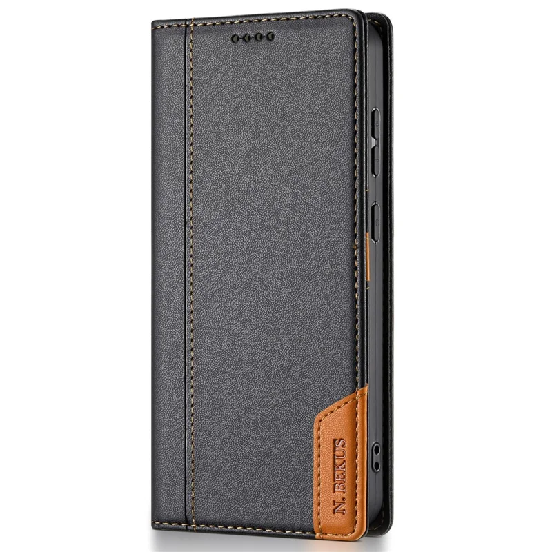 N.BEKUS P3 غطاء قابل للطي مع حامل لهاتف شاومي ريدمي نوت 15 4G (عالمي) / 15 5G (عالمي) / بوكو M8 5G، محفظة بطبقة واقية من التتبع الإلكتروني، مصنوعة من جلد PU، باللون الأسود