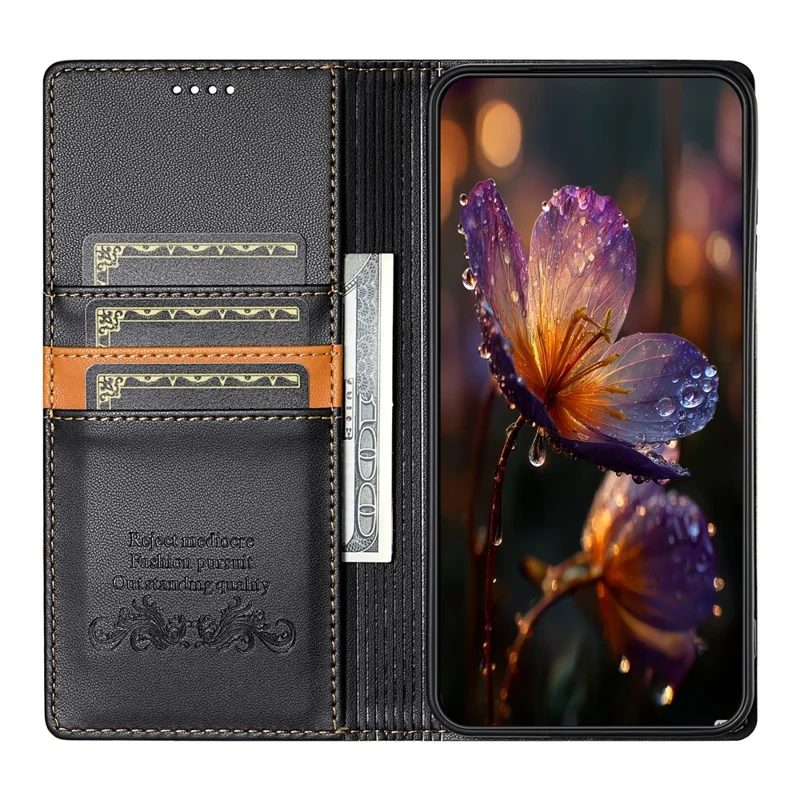 N.BEKUS P3 For Xiaomi Redmi Note 15 Pro+ 5G (Global)  /  Poco M8 Pro 5G Case RFID Blocking Wallet Stand PU Leather Flip Phone Cover - Black