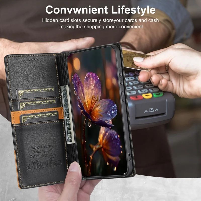 N.BEKUS P3 For Xiaomi Redmi Note 15 Pro+ 5G (Global)  /  Poco M8 Pro 5G Case RFID Blocking Wallet Stand PU Leather Flip Phone Cover - Black