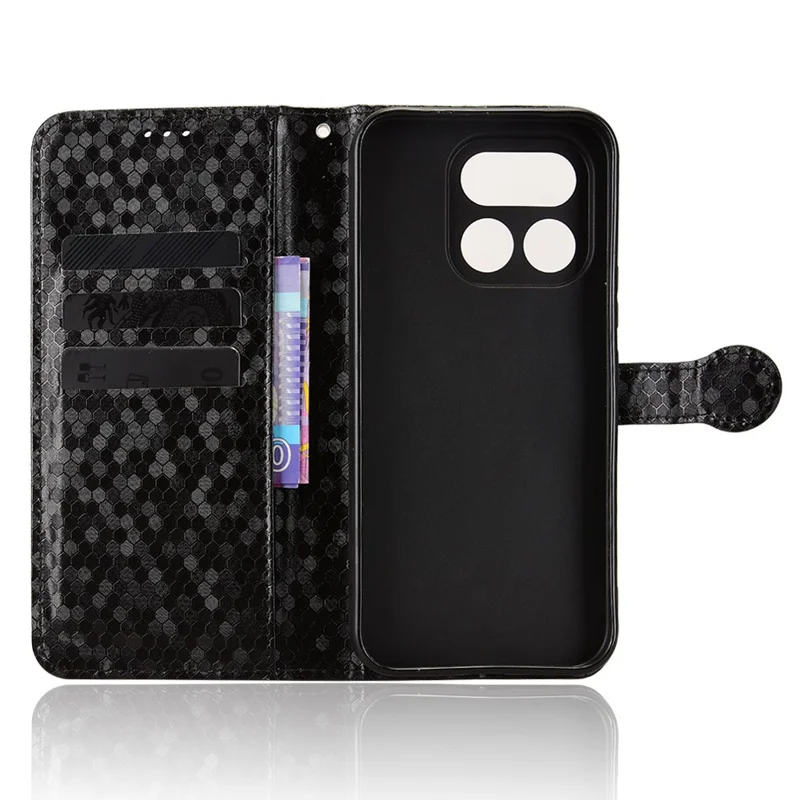 Funda cartera para Realme 16 Pro 5G con patrón de puntos, funda de cuero PU con correa de muñeca - Negro